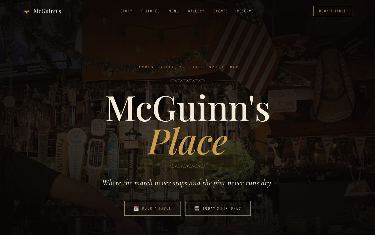 McGuinn's Place Irish sports bar website homepage designed and developed by Bellson Consulting